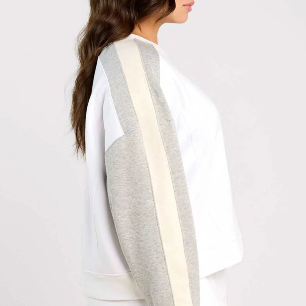 NWT Nuuds Vintage Fleece Sideline Crew Sweatshirt Medium White Heather Grey